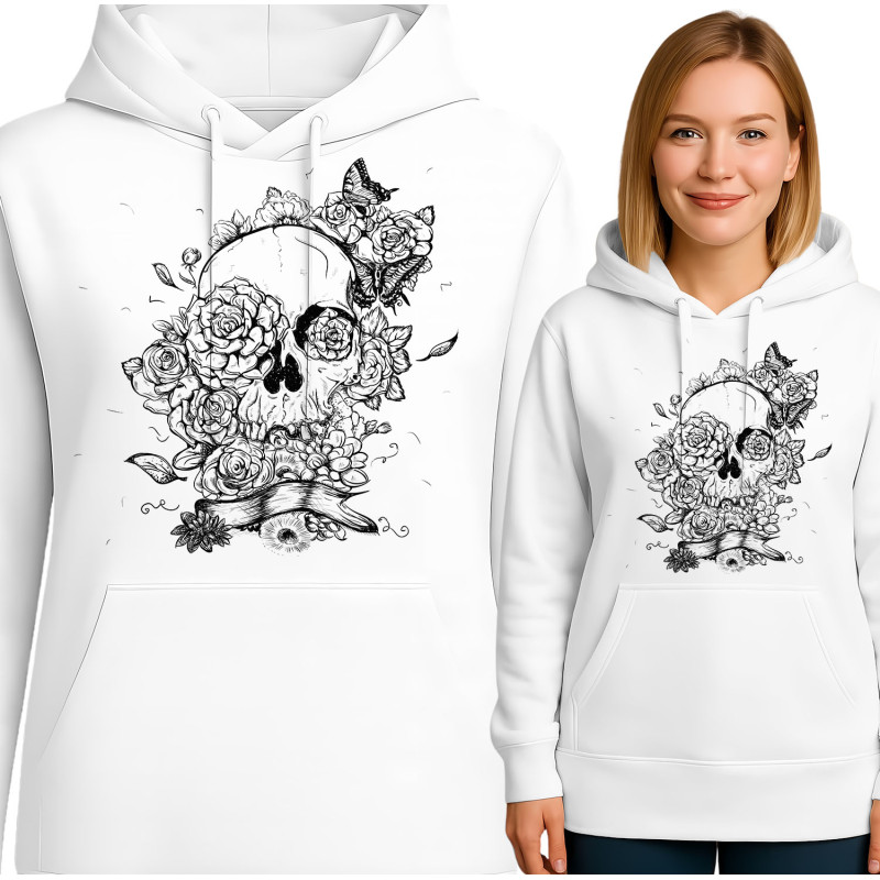 Bloemige Schedel Hoodie