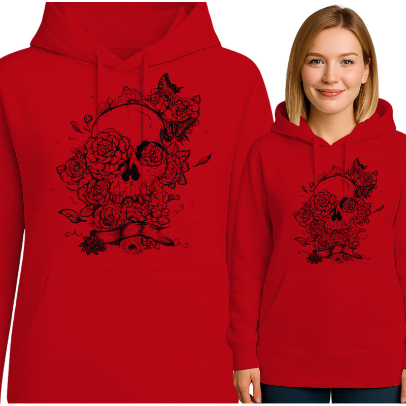 Bloemige Schedel Hoodie