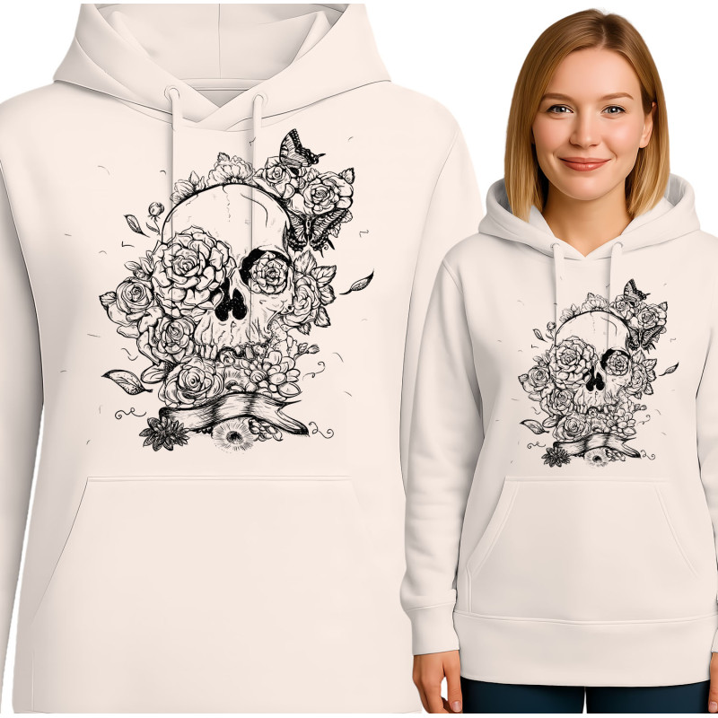 Bloemige Schedel Hoodie