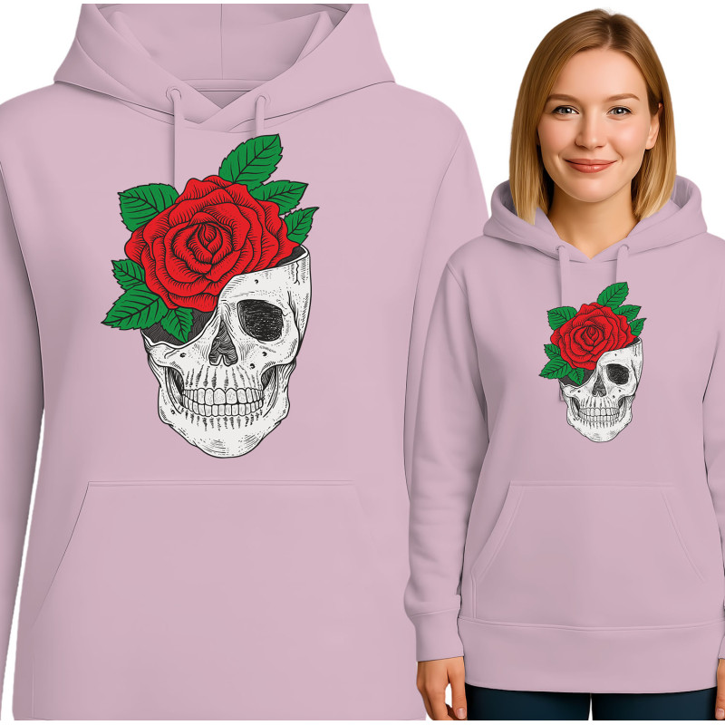 Stijlvolle Hoodie met Schedel en Bloemontwerp