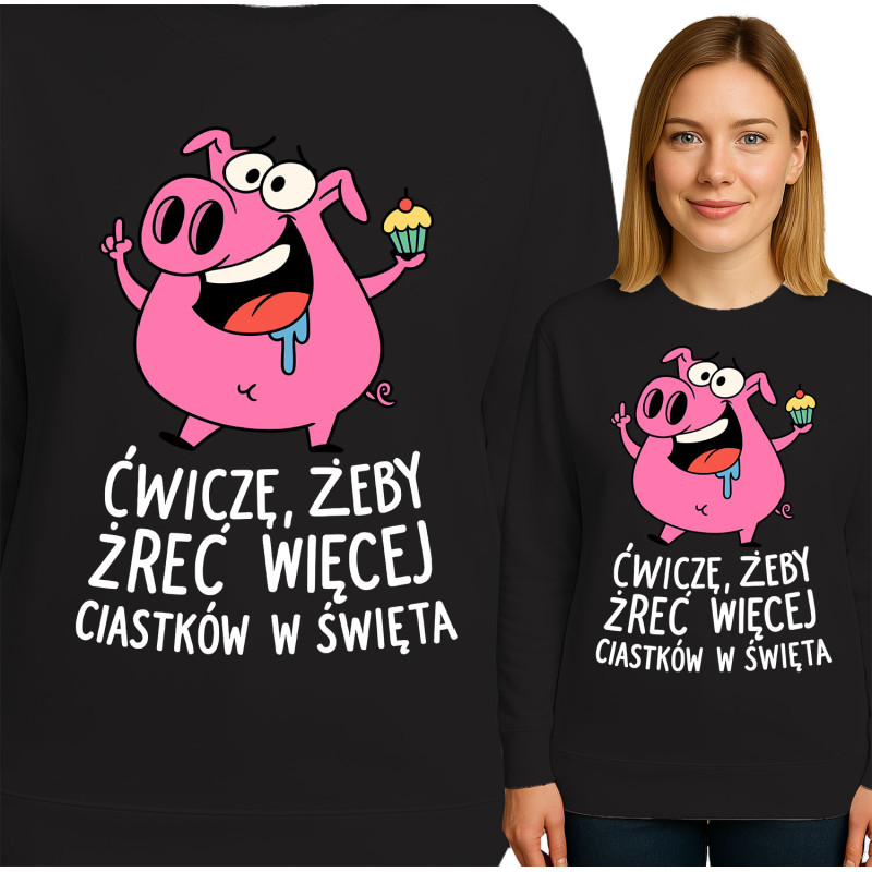 Bluza damska 'Ćwiczę, żeby żreć więcej ciastek w święta'