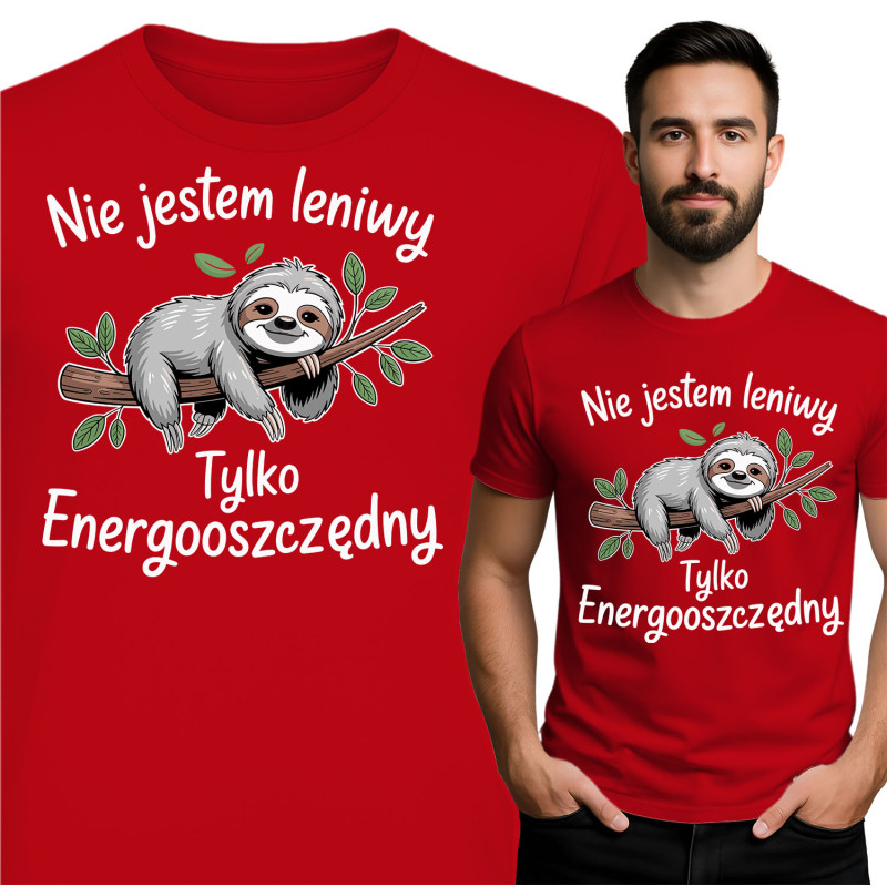Koszulka męska \'Nie Jestem Leniwy, Tylko Energooszczędny\'