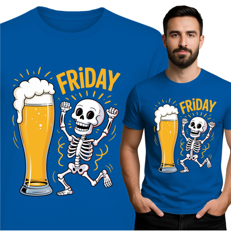 Koszulka męska  'Friday Szkielet z Piwerkiem'