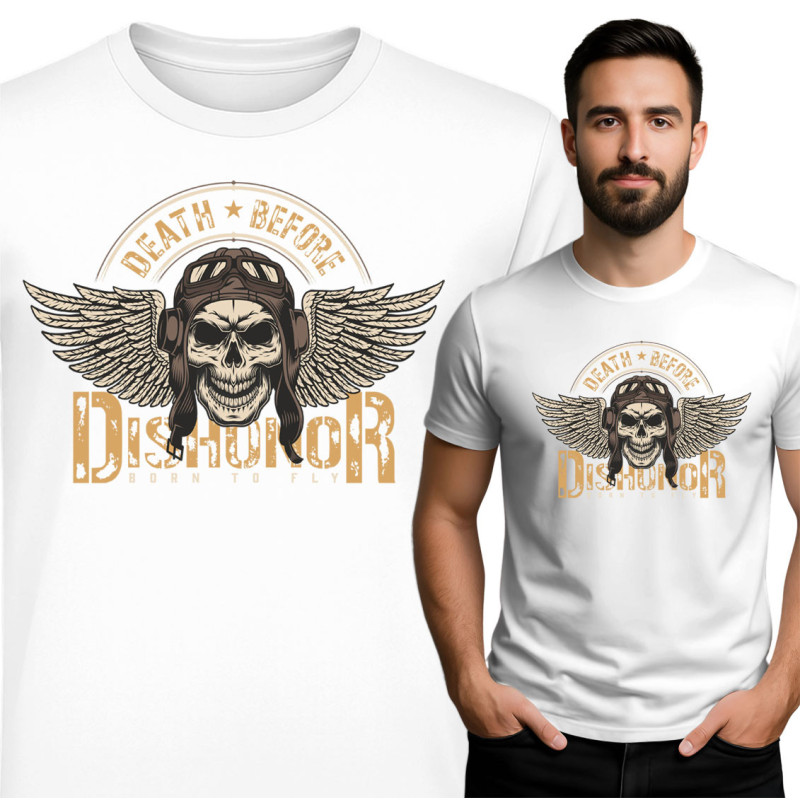 T-shirt Męski z Czaszką – Death Before Dishonor