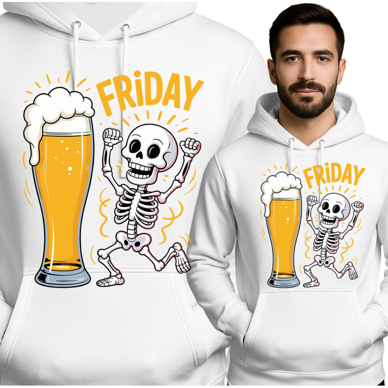 Bluza męska 'Friday Szkielet z Piwerkiem'