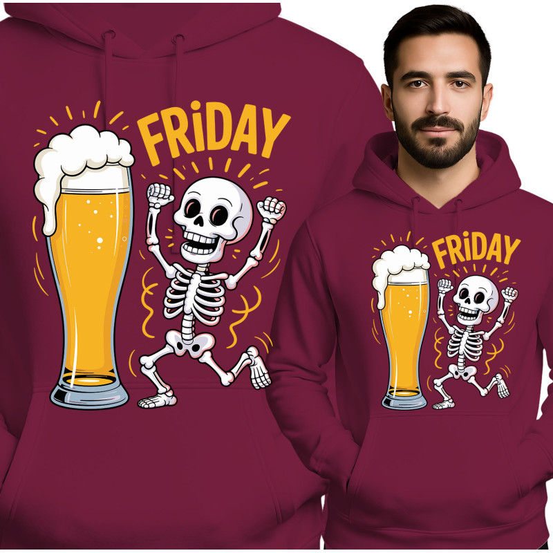 Bluza męska 'Friday Szkielet z Piwerkiem'