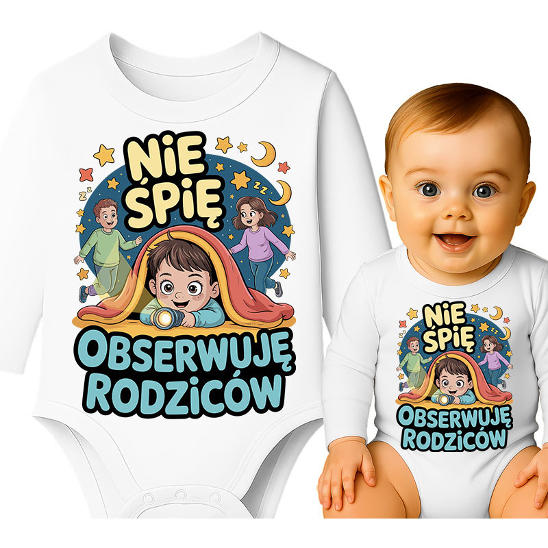 Body dziecęce 'Nie śpię, obserwuję rodziców'