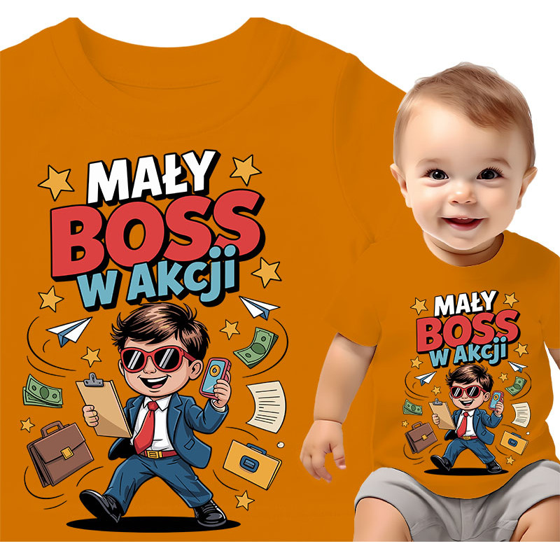 Koszulka dla dzieci 0-2 lata 'Mały Boss w akcji'