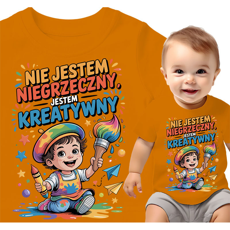 Koszulka dla dzieci 0-2 lata 'Nie jestem niegrzeczny, jestem kreatywny'