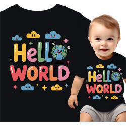Koszulka dla dzieci 0-2 'Hello World'