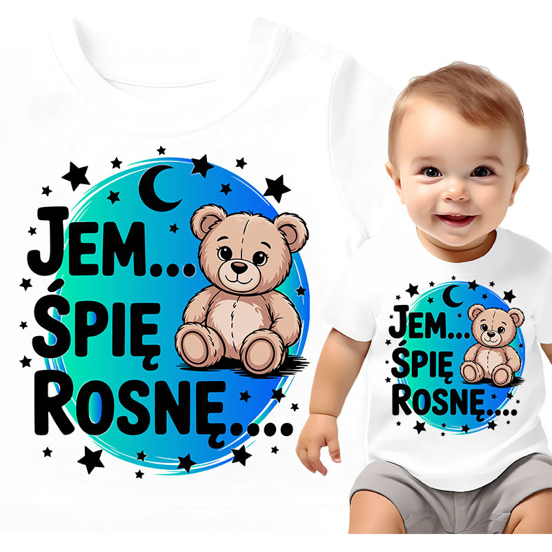 Koszulka dla dzieci 0-2 'Jem, śpię, rosnę'