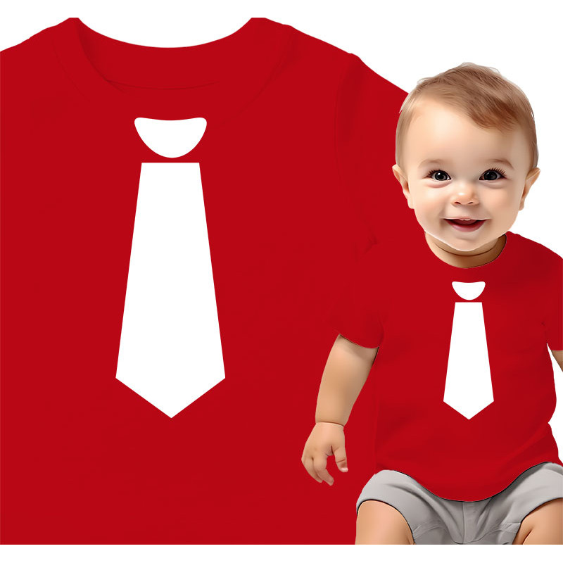 Cute Red Baby T-Shirt with Tie Design