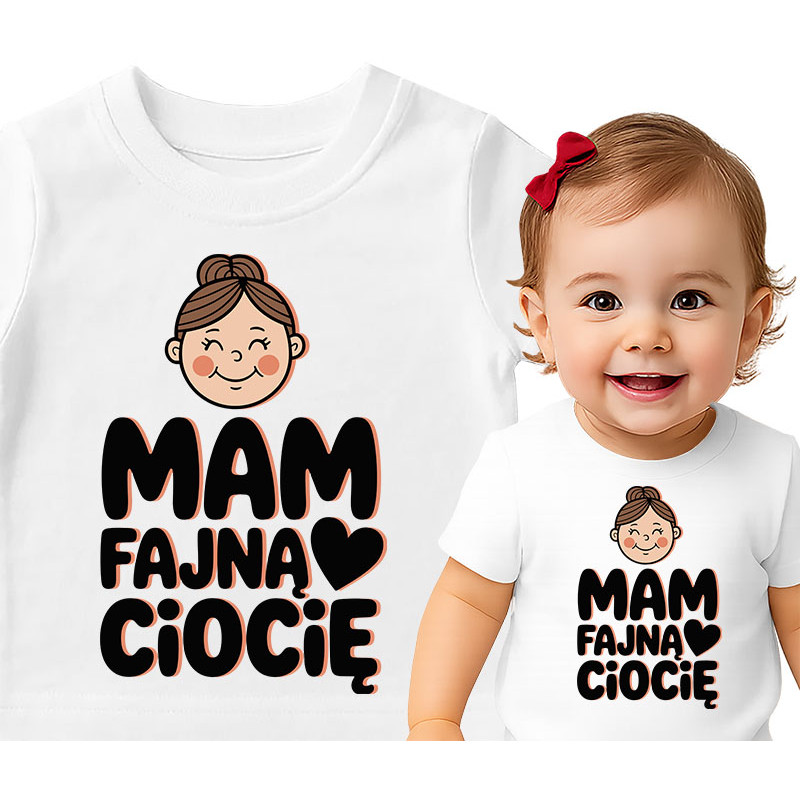 Koszulka dla dzieci 0-2 lata 'Mam fajną ciocię'