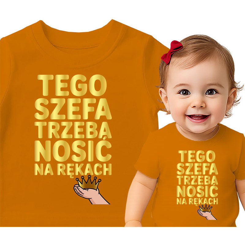 Koszulka dla dzieci 0-2 lata 'Tego Szefa Trzeba Nosić na Rękach'