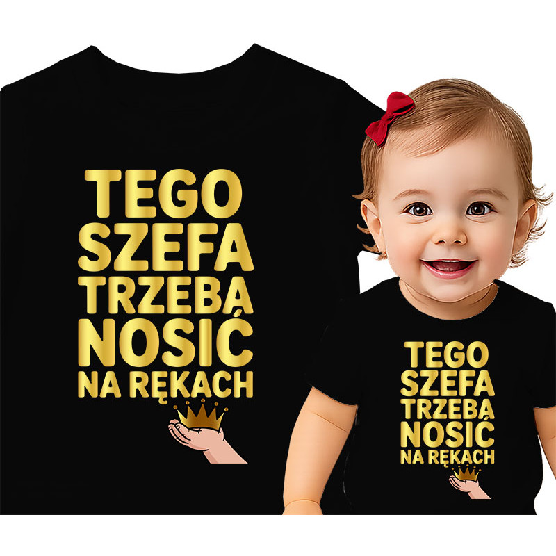 Koszulka dla dzieci 0-2 lata 'Tego Szefa Trzeba Nosić na Rękach'