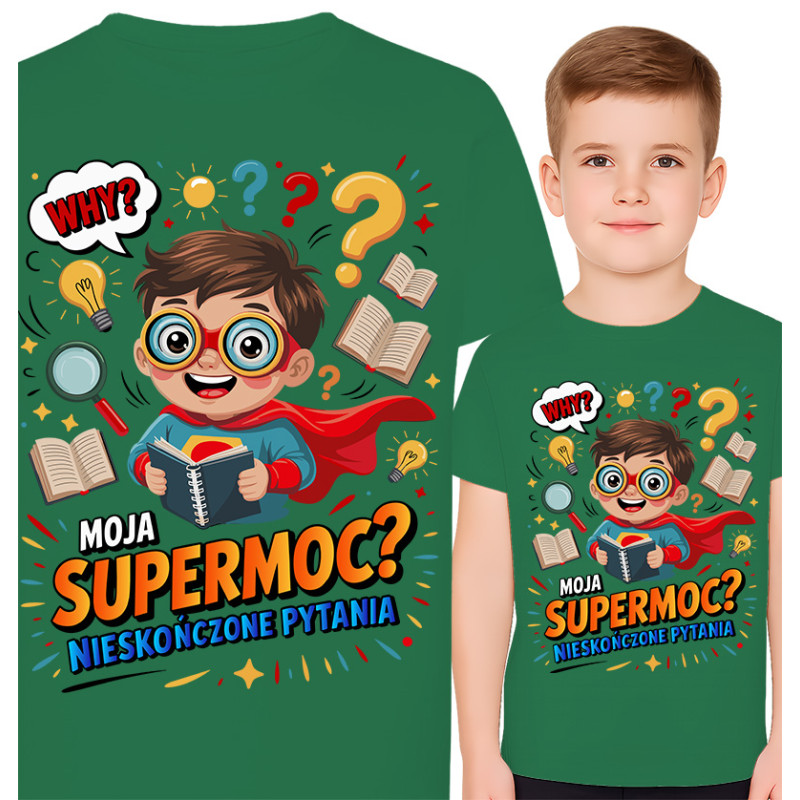 Koszulka dziecięca 'Moja Supermoc? Nieskończone Pytania'
