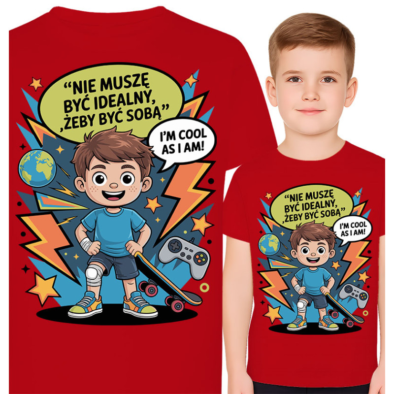Koszulka dziecięca 'Nie muszę być idealny, żeby być sobą'