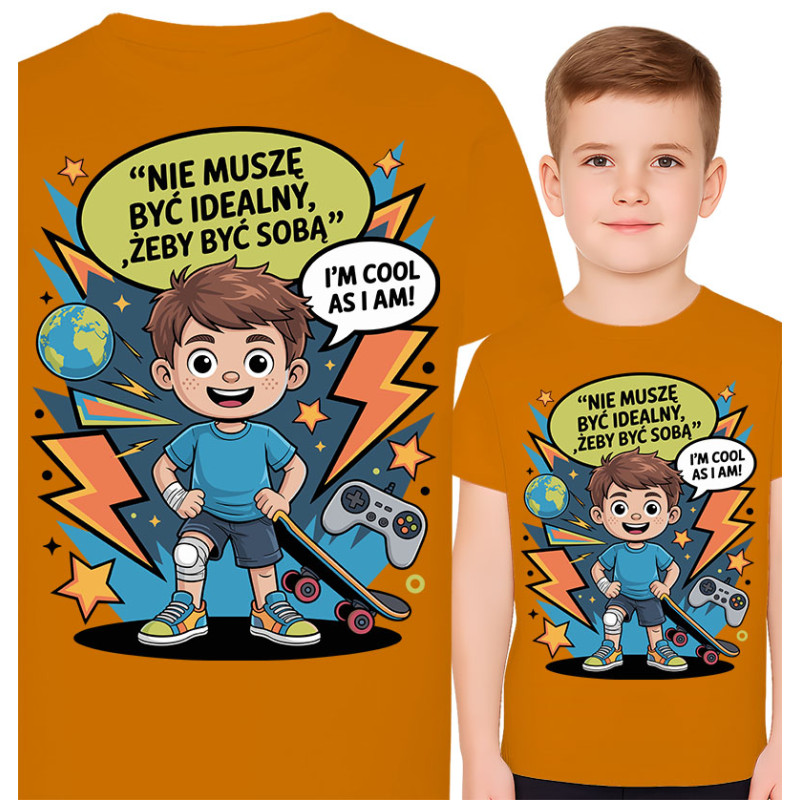 Koszulka dziecięca 'Nie muszę być idealny, żeby być sobą'