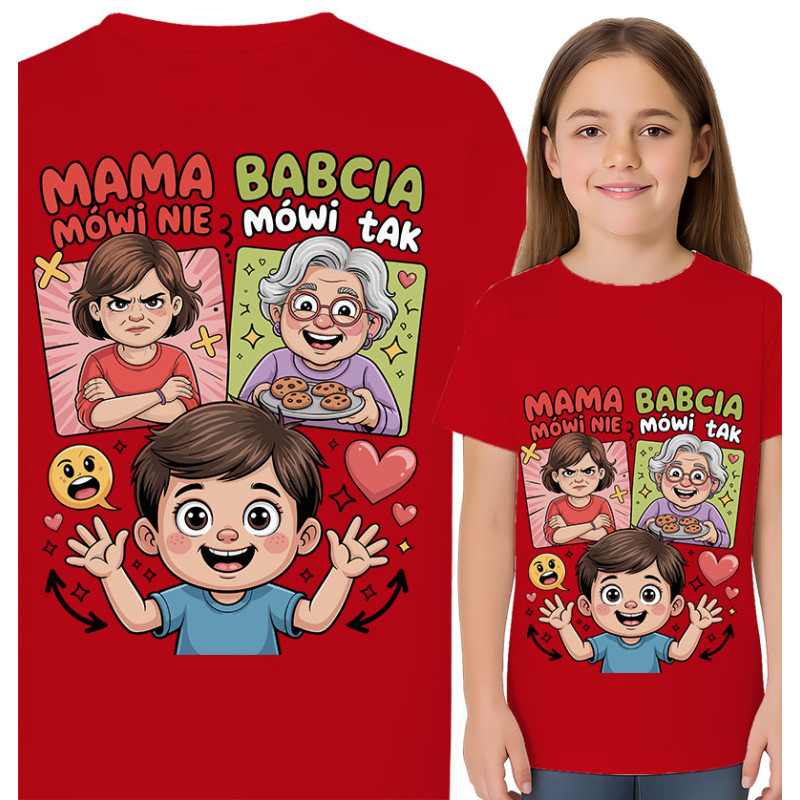Schattig Grafisch T-shirt voor Kinderen - Mama Zegt Nee, Oma Zegt Ja