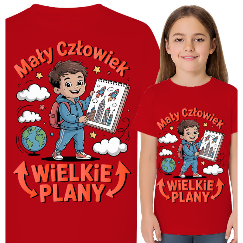 Koszulka dziecięca 'Mały Człowiek, WIELKIE PLANY'