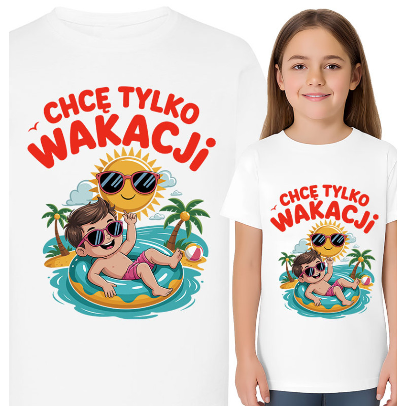 Koszulka dziecięca 'Chcę Tylko Wakacji'