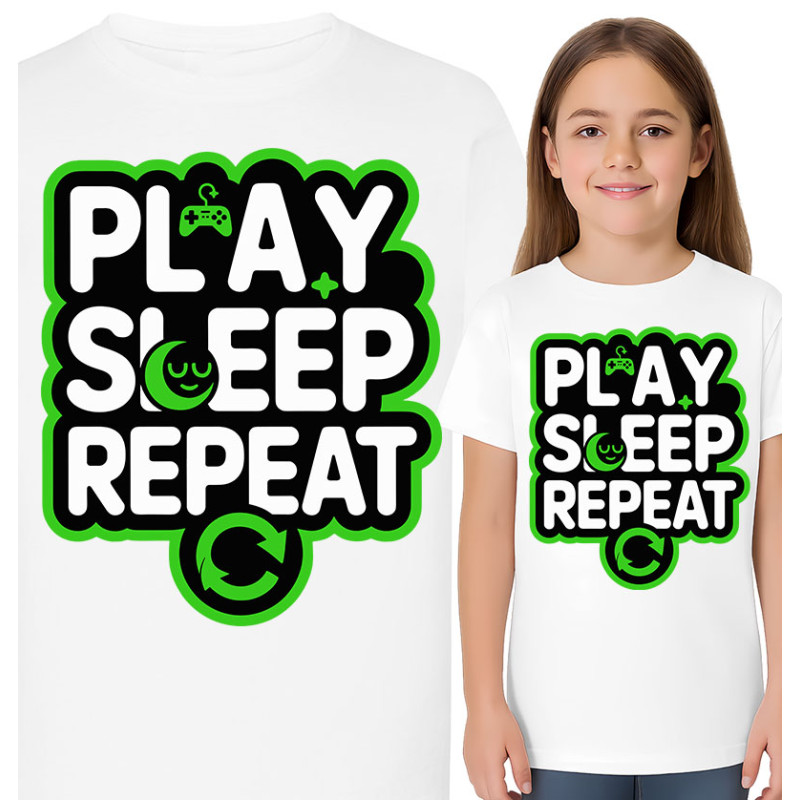 Play Sleep Repeat T-Shirt voor Gamers