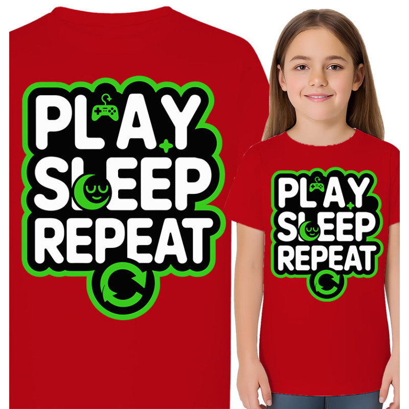 Koszulka dziecięca 'Play Sleep Repeat'