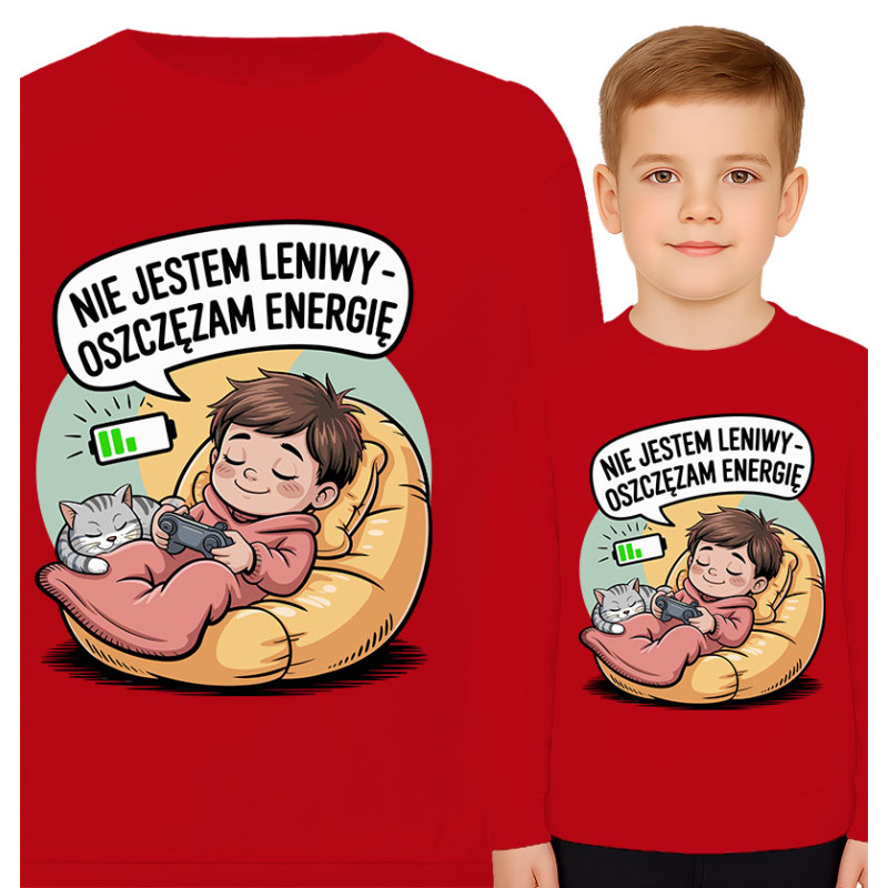 Bluza dziecięca 'Nie jestem leniwy – oszczędzam energię'
