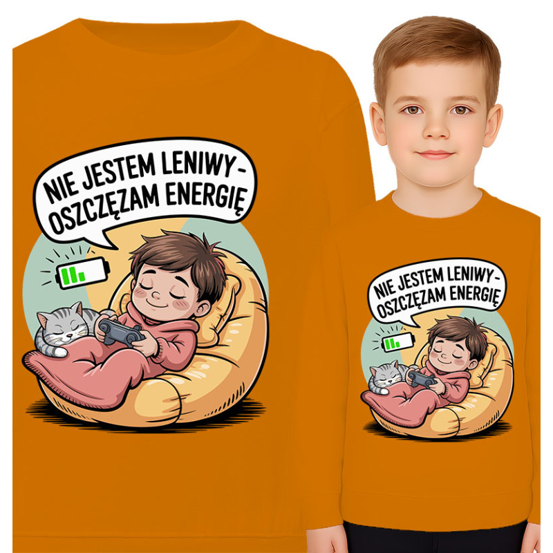 Bluza dziecięca 'Nie jestem leniwy – oszczędzam energię'