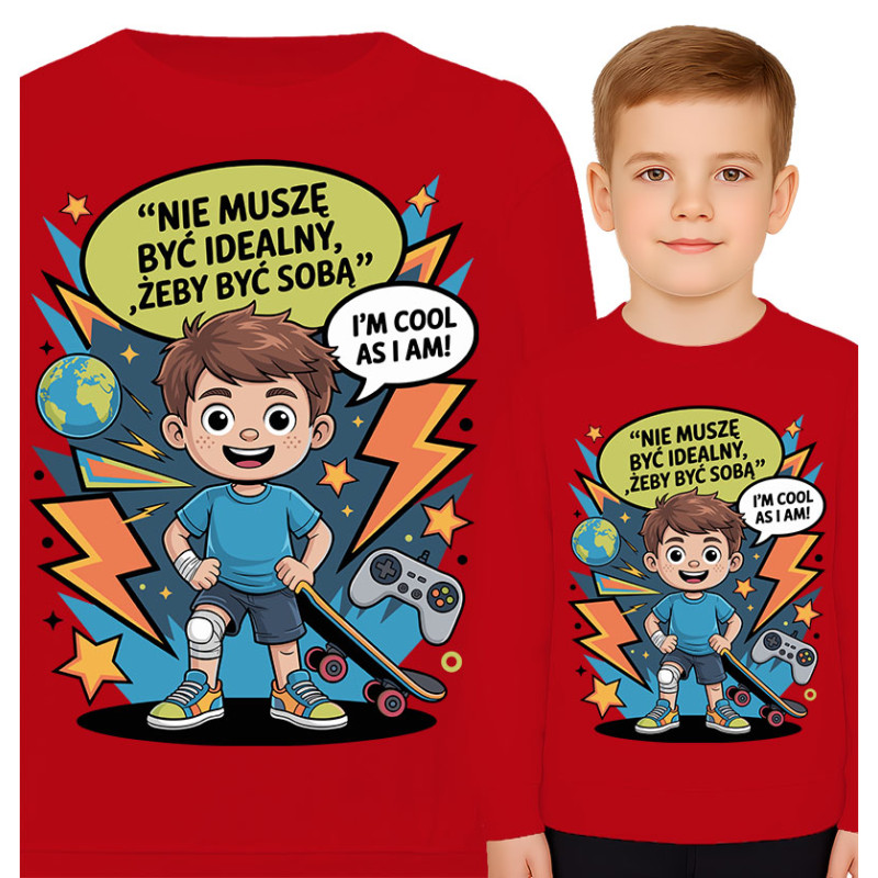 Bluza dziecięca 'Nie muszę być idealny, żeby być sobą'