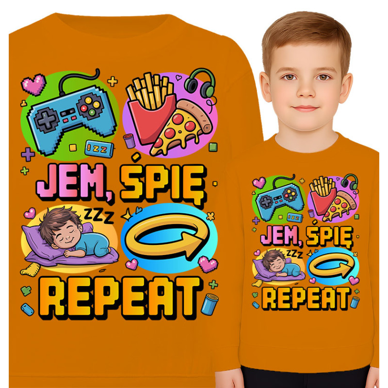 Bluza dziecięca 'Jem, Śpię, Repeat'