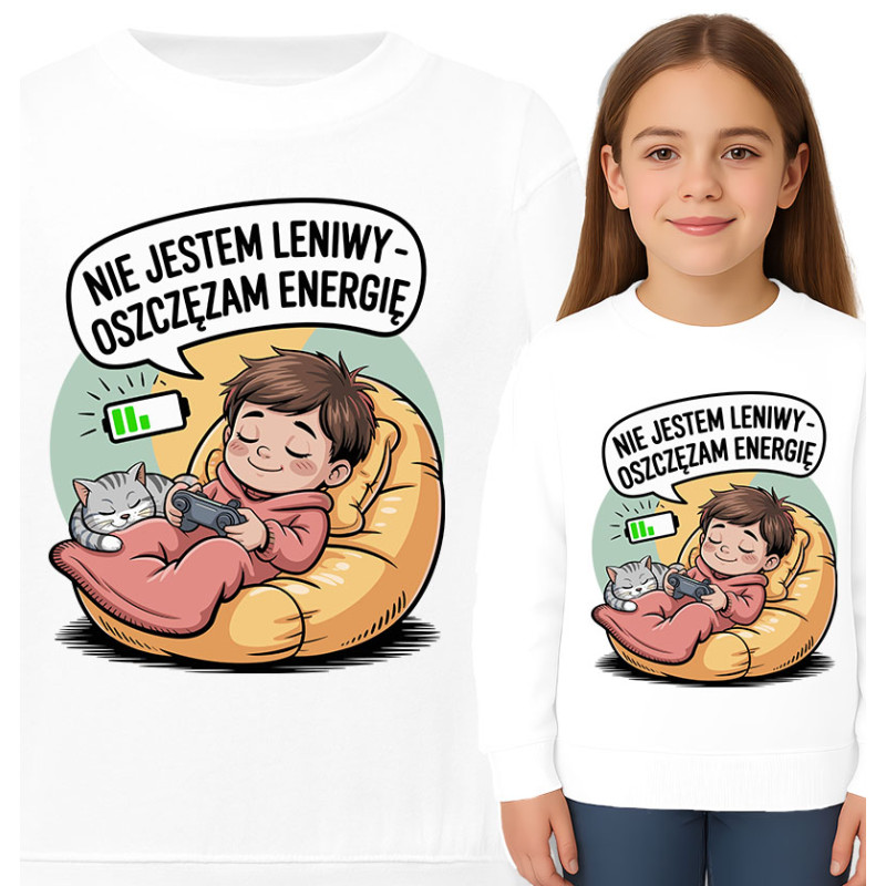 Bluza dziecięca 'Nie jestem leniwy – oszczędzam energię'