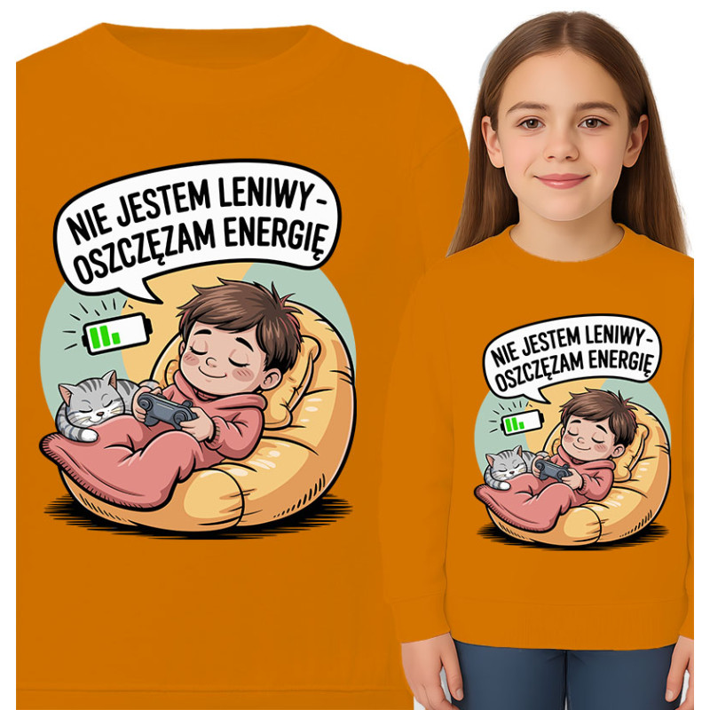 Bluza dziecięca 'Nie jestem leniwy – oszczędzam energię'