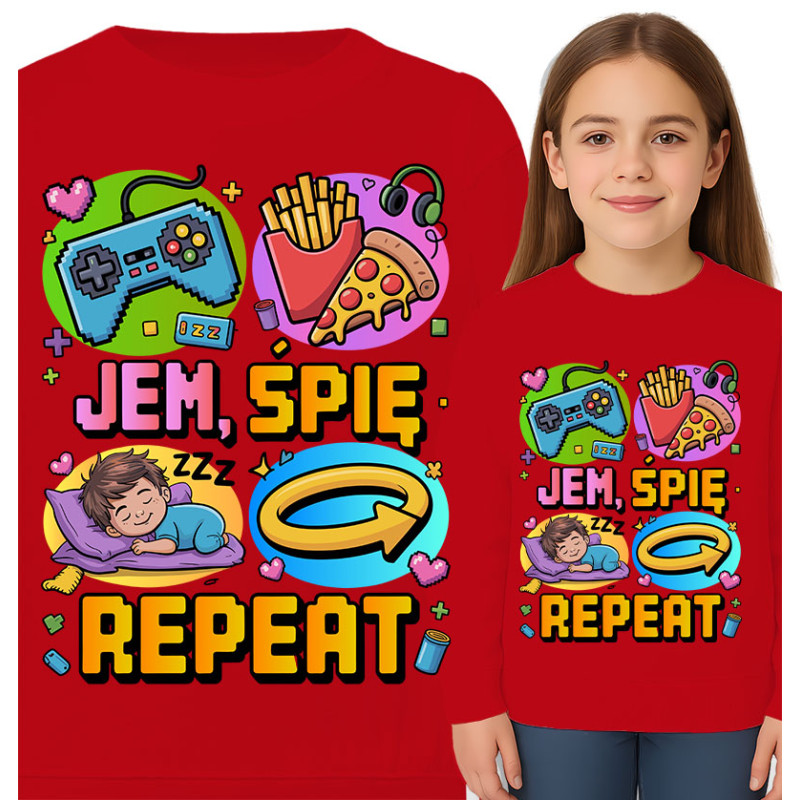 Bluza dziecięca 'Jem, Śpię, Repeat'