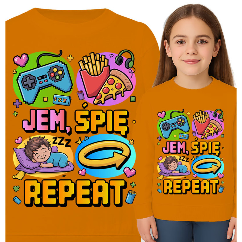 Bluza dziecięca 'Jem, Śpię, Repeat'