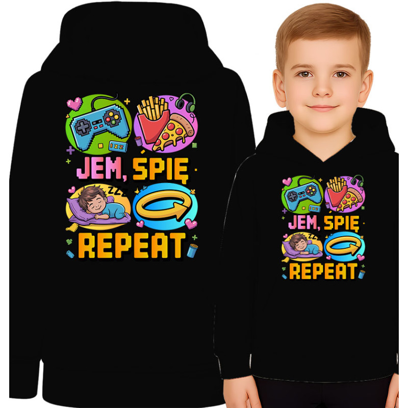 Bluza dziecięca 'Jem, Śpię, Repeat'
