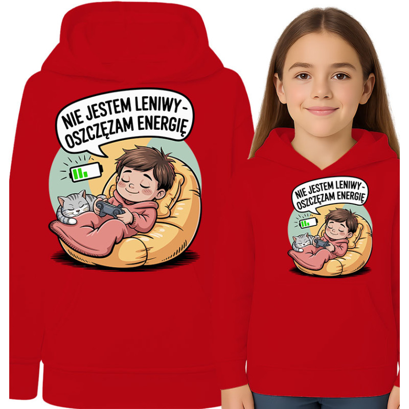 Bluza dziecięca 'Nie jestem leniwy – oszczędzam energię'