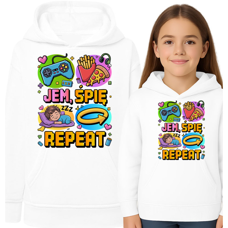 Bluza dziecięca 'Jem, Śpię, Repeat'