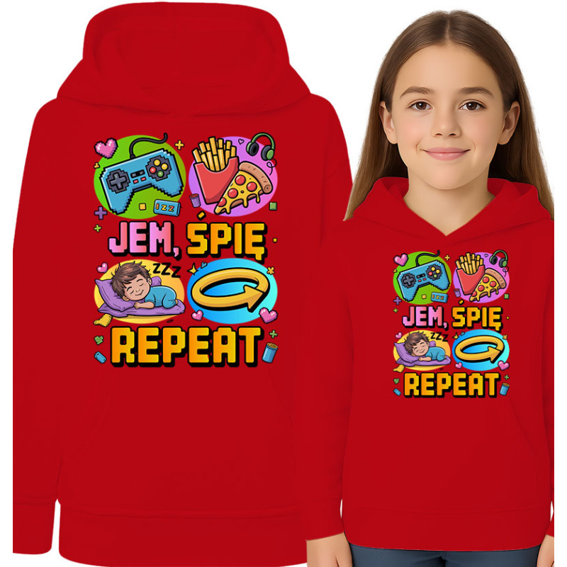 Bluza dziecięca 'Jem, Śpię, Repeat'