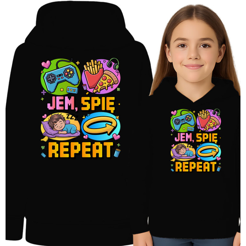Bluza dziecięca 'Jem, Śpię, Repeat'