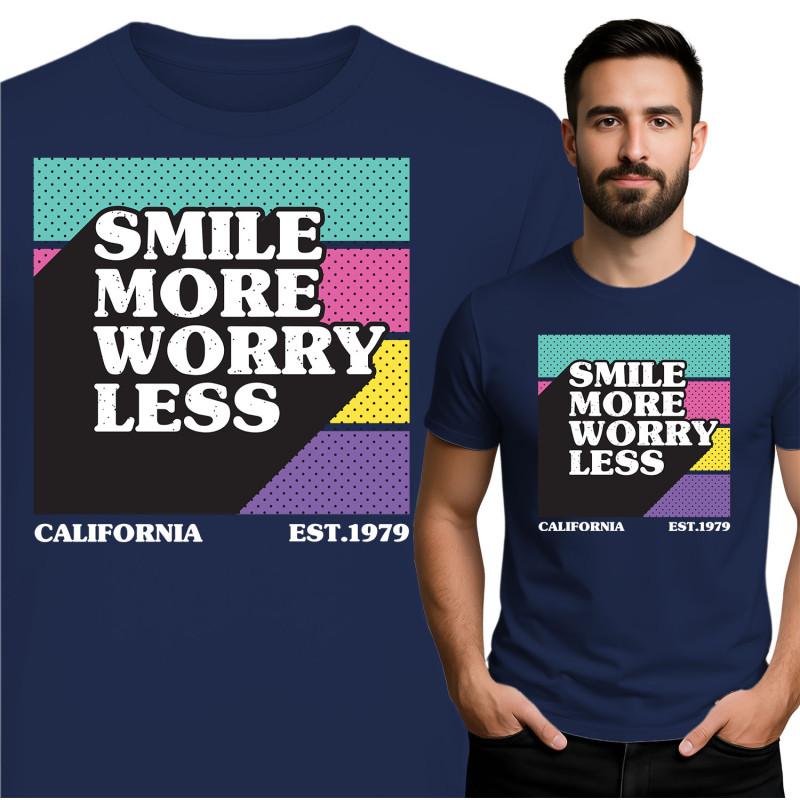 Koszulka męska 'SMILE MORE WORRY LESS'