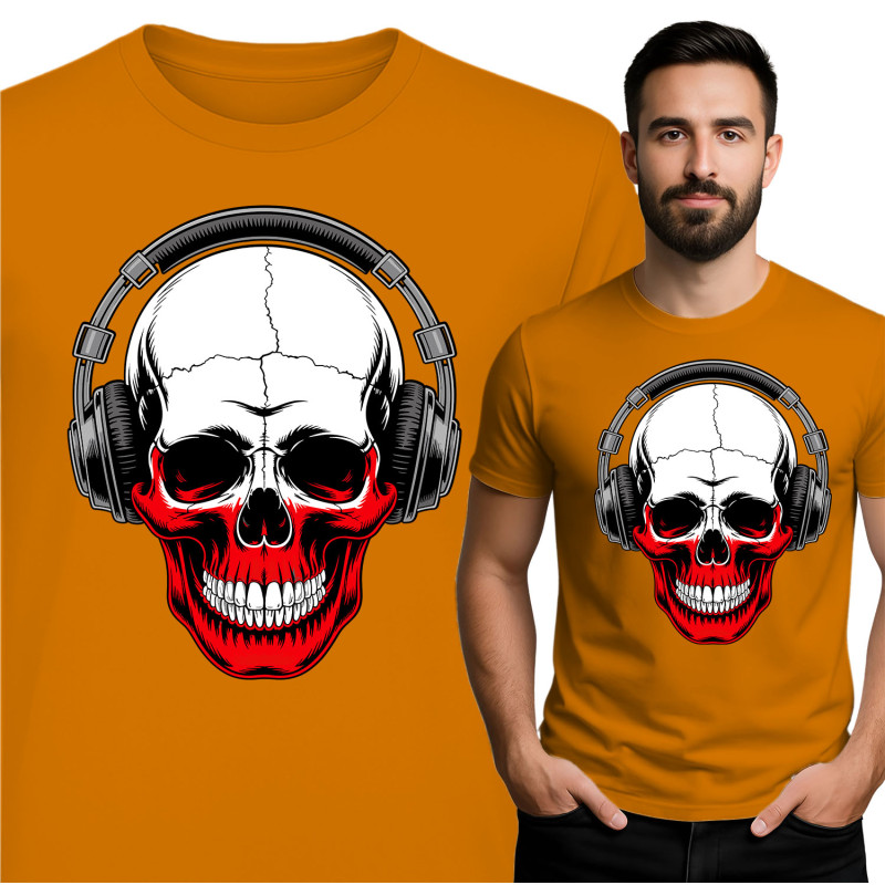 Stijlvol T-shirt met schedel en hoofdtelefoon