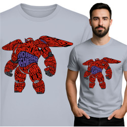 Koszulka Męska 'Baymax – The Armored Guardian Word Cloud Art'