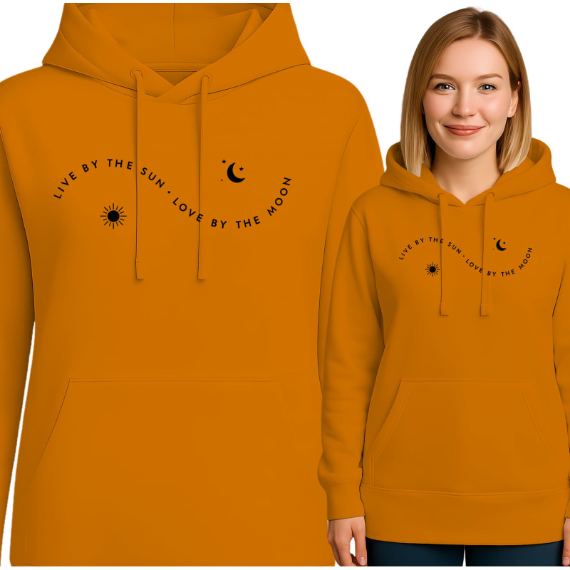 Inspirerende Hoodie: Leef bij de Zon, Hou van de Maan