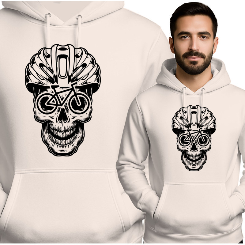 Unieke Rode Hoodie met Schedel en Fiets