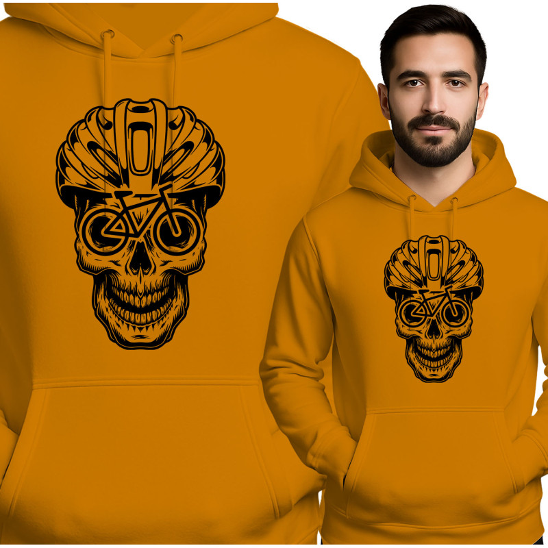 Unieke Rode Hoodie met Schedel en Fiets