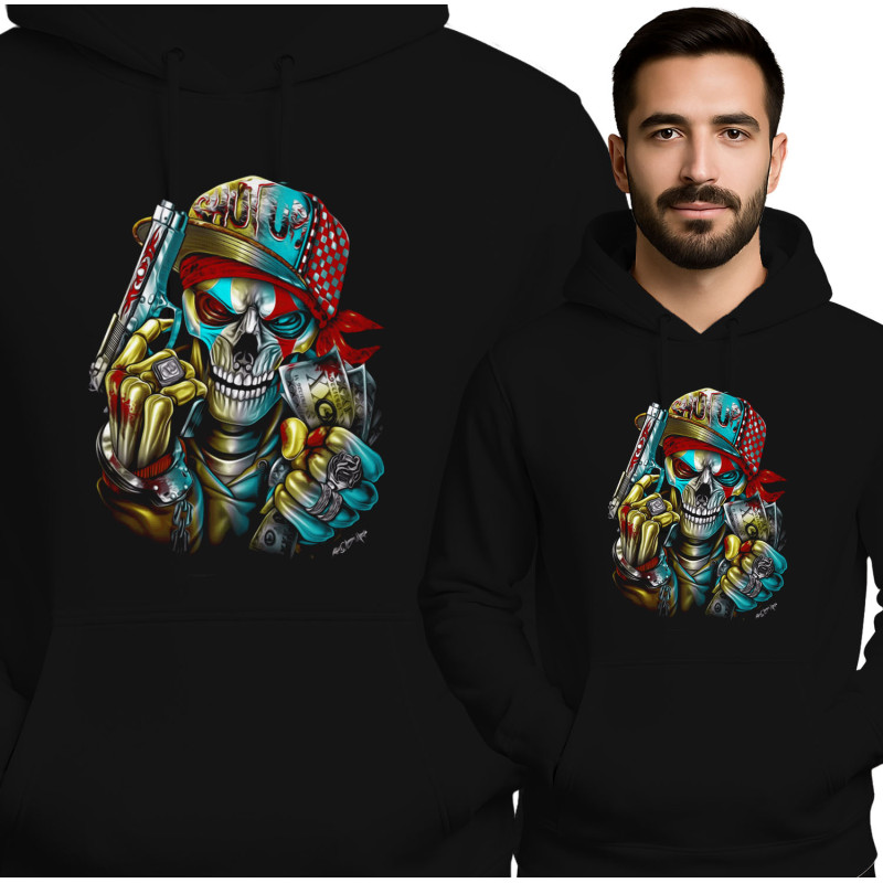 Rebellious Skull Graphic Hoodie