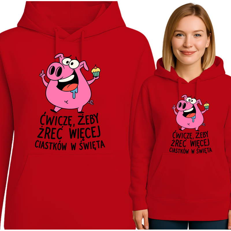Bluza damska 'Ćwiczę, żeby żreć więcej ciastek w święta'