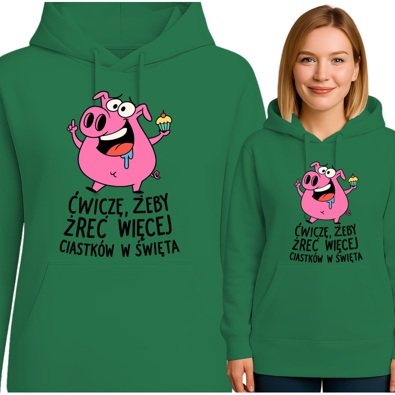 Bluza damska 'Ćwiczę, żeby żreć więcej ciastek w święta'