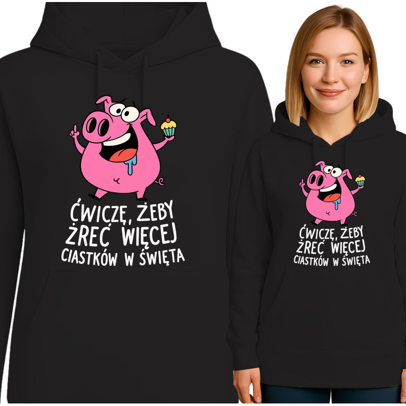 Bluza damska 'Ćwiczę, żeby żreć więcej ciastek w święta'